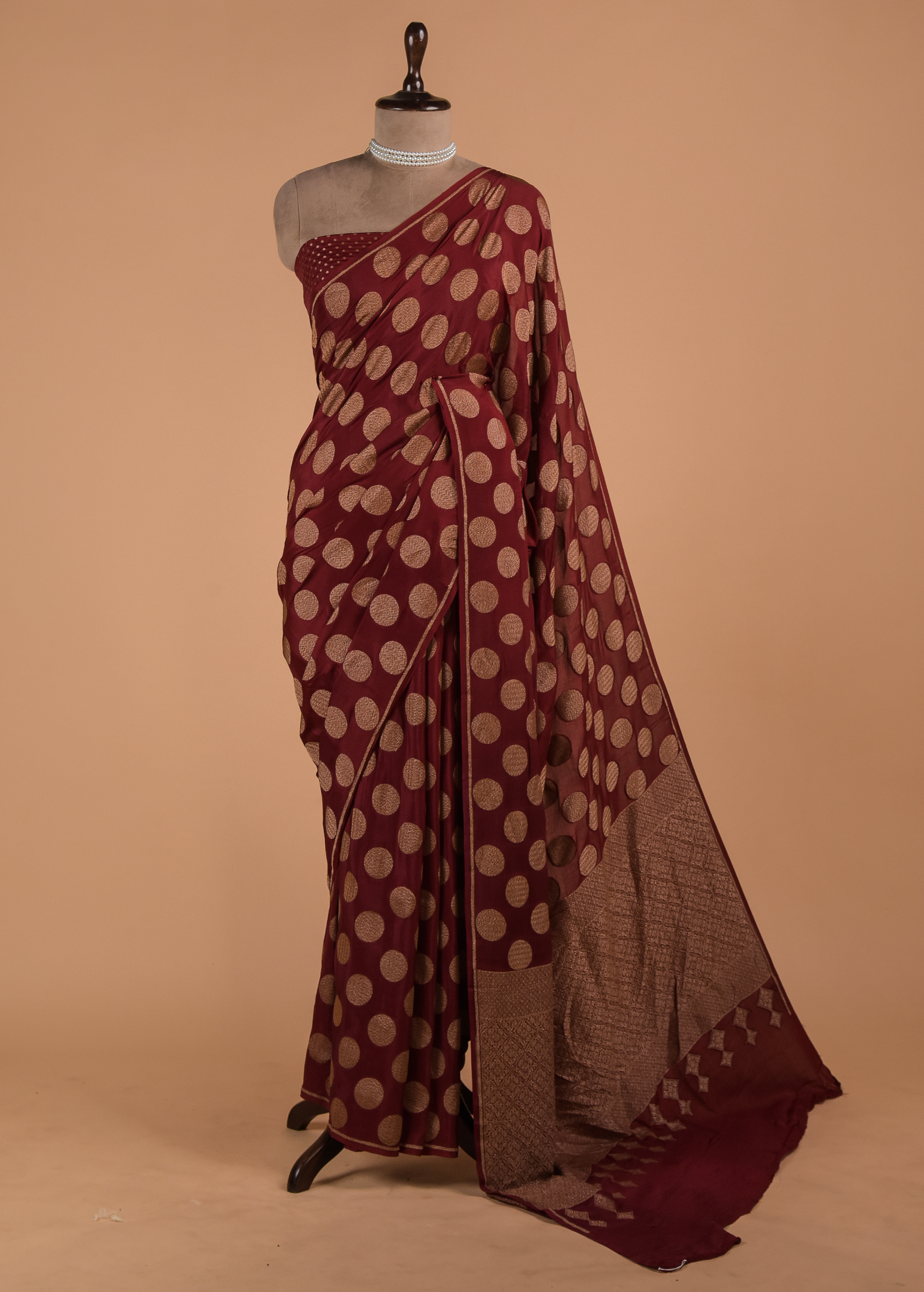 Red Banarasi Handwoven Crepe Silk Saree