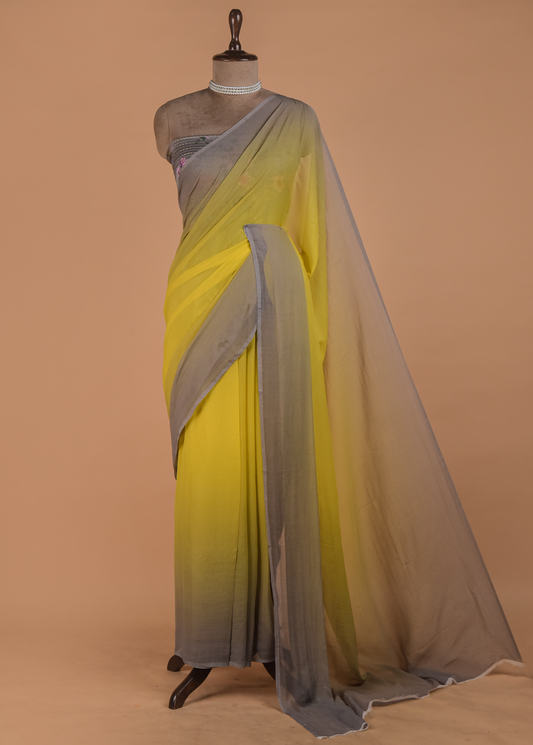 Multicolour Printed Chiffon Saree | Greenways Delhi