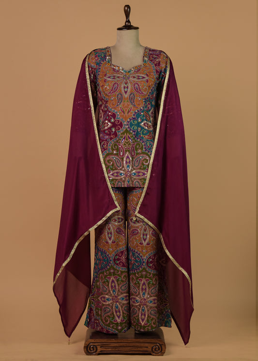 Multicoloured Crepe Coord Set