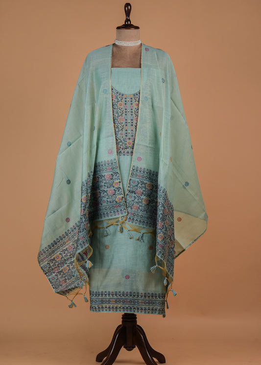 Blue Cotton Dress Material
