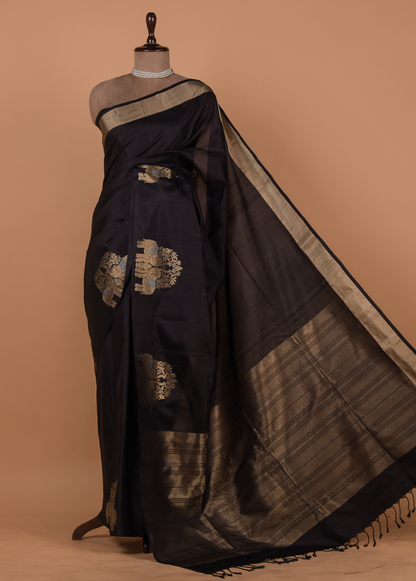 Black Silk Kanjeevaram Saree