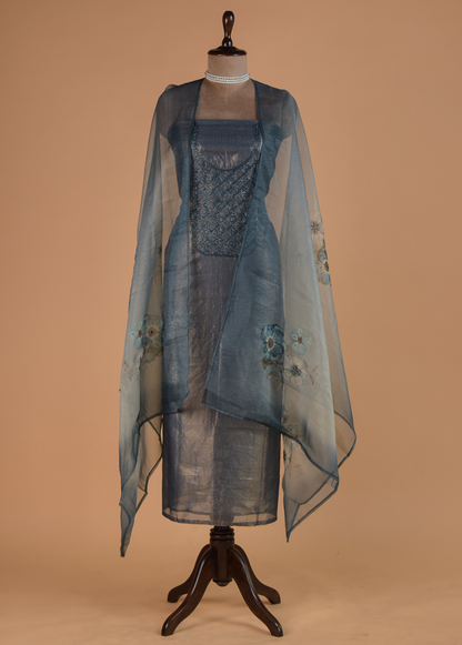 Blue Tissue Dress Material