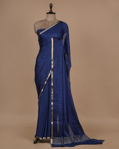 Blue Crepe Saree