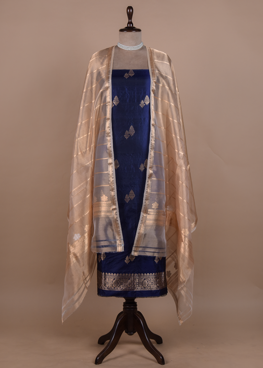 Blue Silk Dress Material