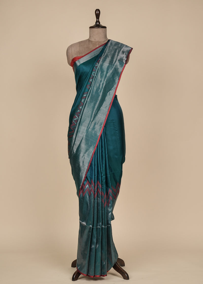 Blue Crepe Silk Kanjeevaram Saree