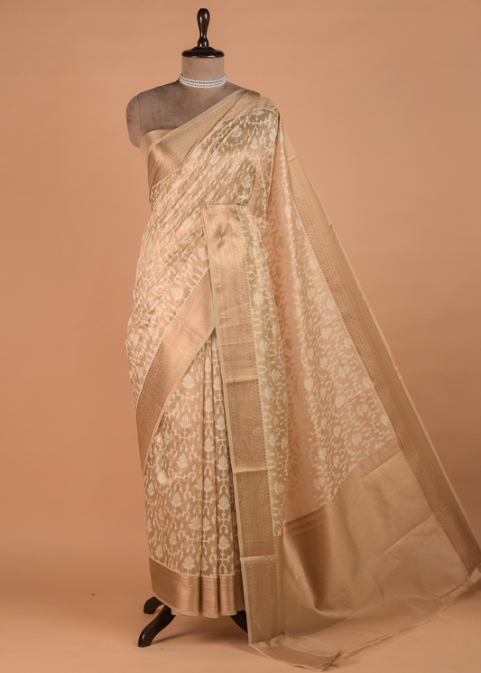 Golden Hand Embroidered Tissue Saree | Greenways