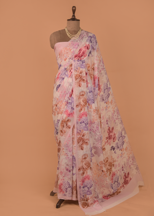 Multicoloured Georgette Printed Saree