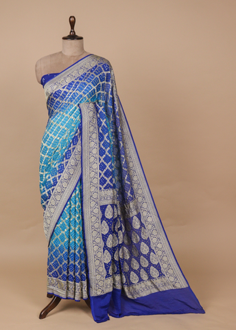 Blue Georgette Bandhani Saree