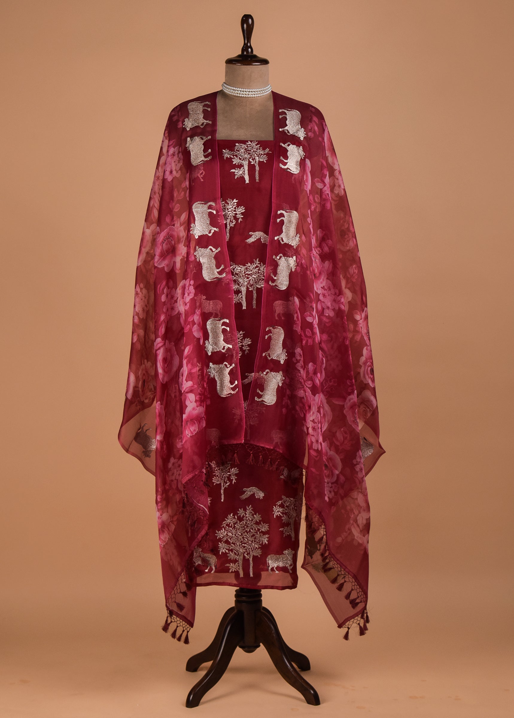 Pink Organza Dress Material