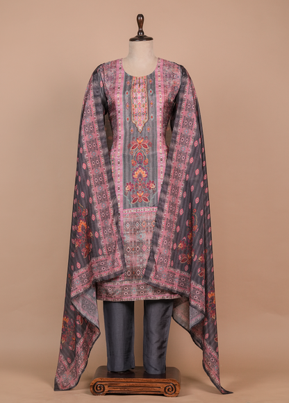 Multicoloured Muslin Cotton Straight Set