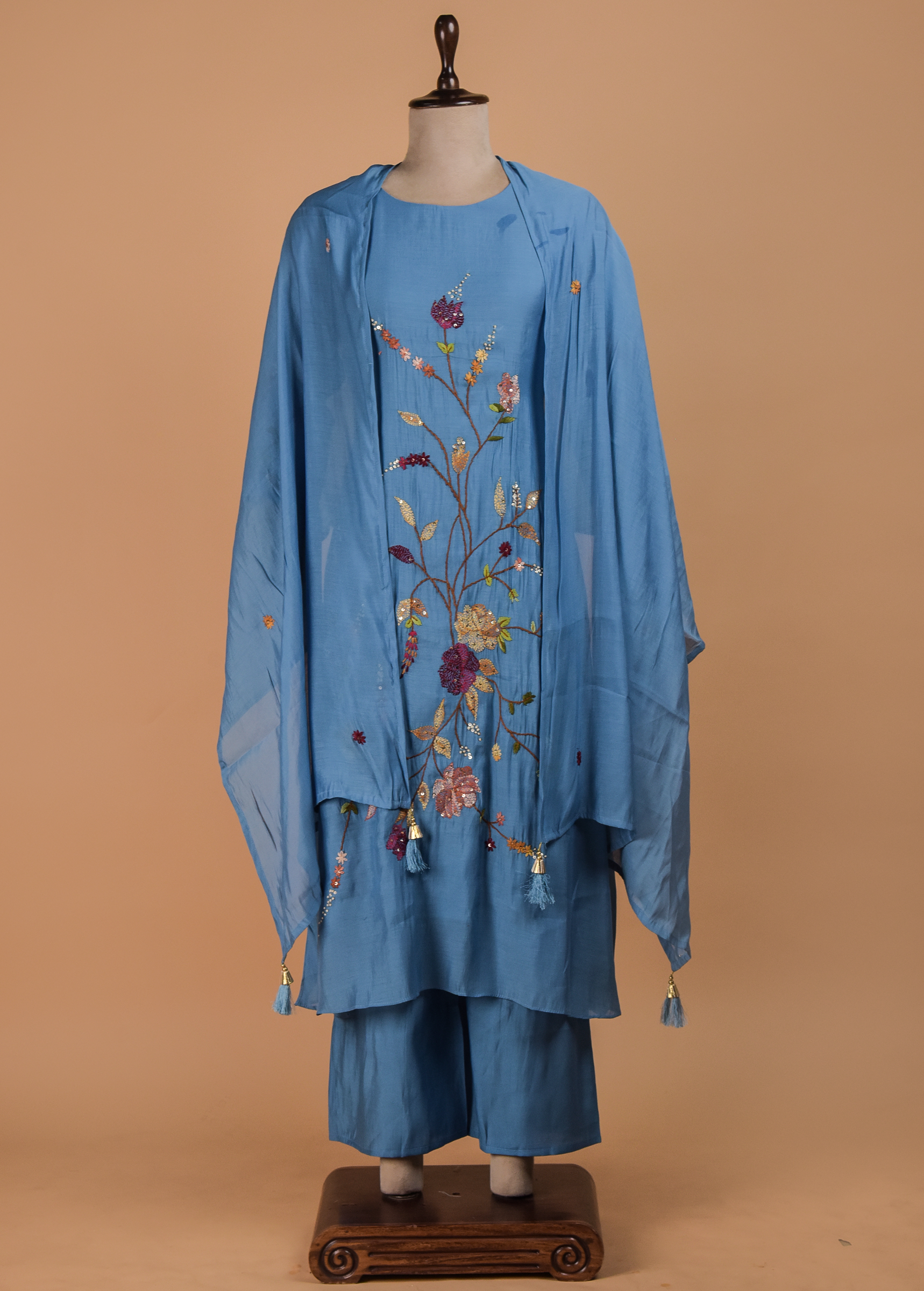 Blue Cotton Straight Set