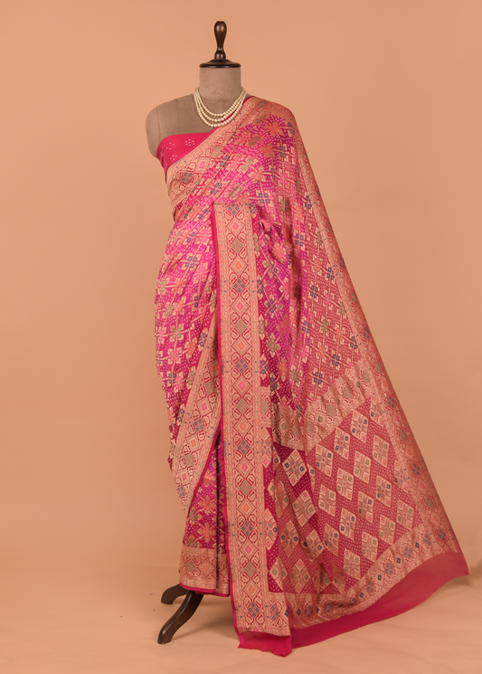 Pink Georgette Printed Saree
