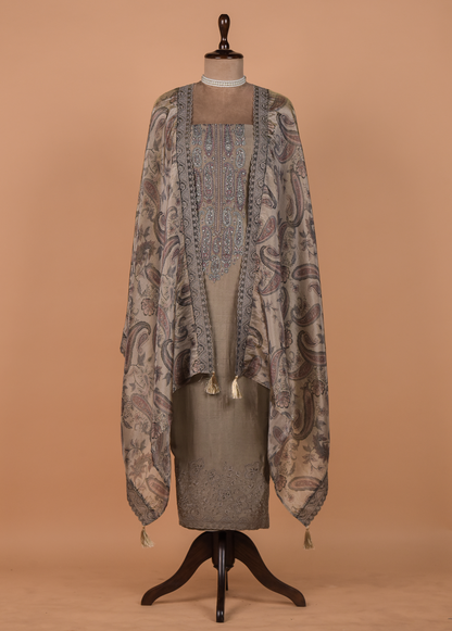 Grey Pashmina Dress Material