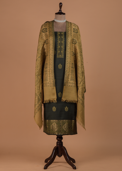 Green Pashmina Dress Material