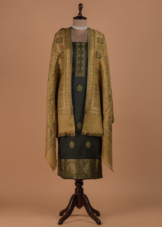 Green Pashmina Dress Material