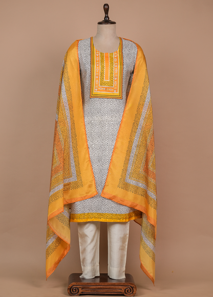 Multicoloured Cotton Silk Straight Set