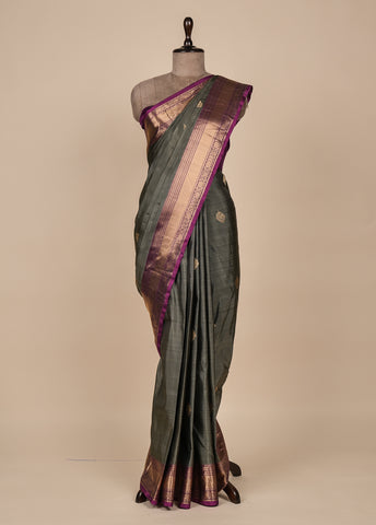 Grey Silk Kanjeevaram Saree