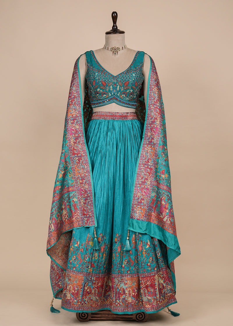 Blue Soft Silk Lehenga