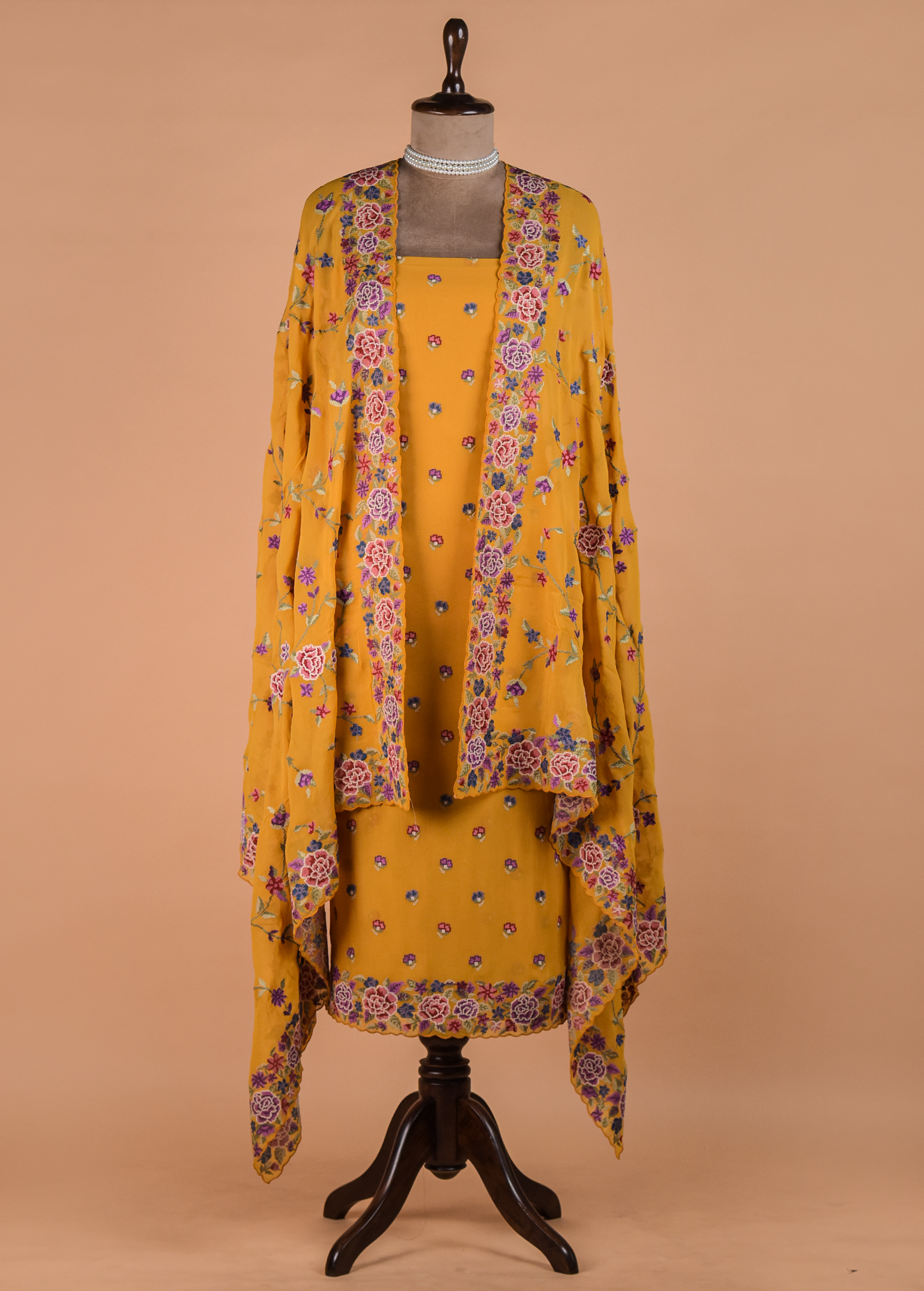 Yellow Georgette Dress Material | Greenways Delhi