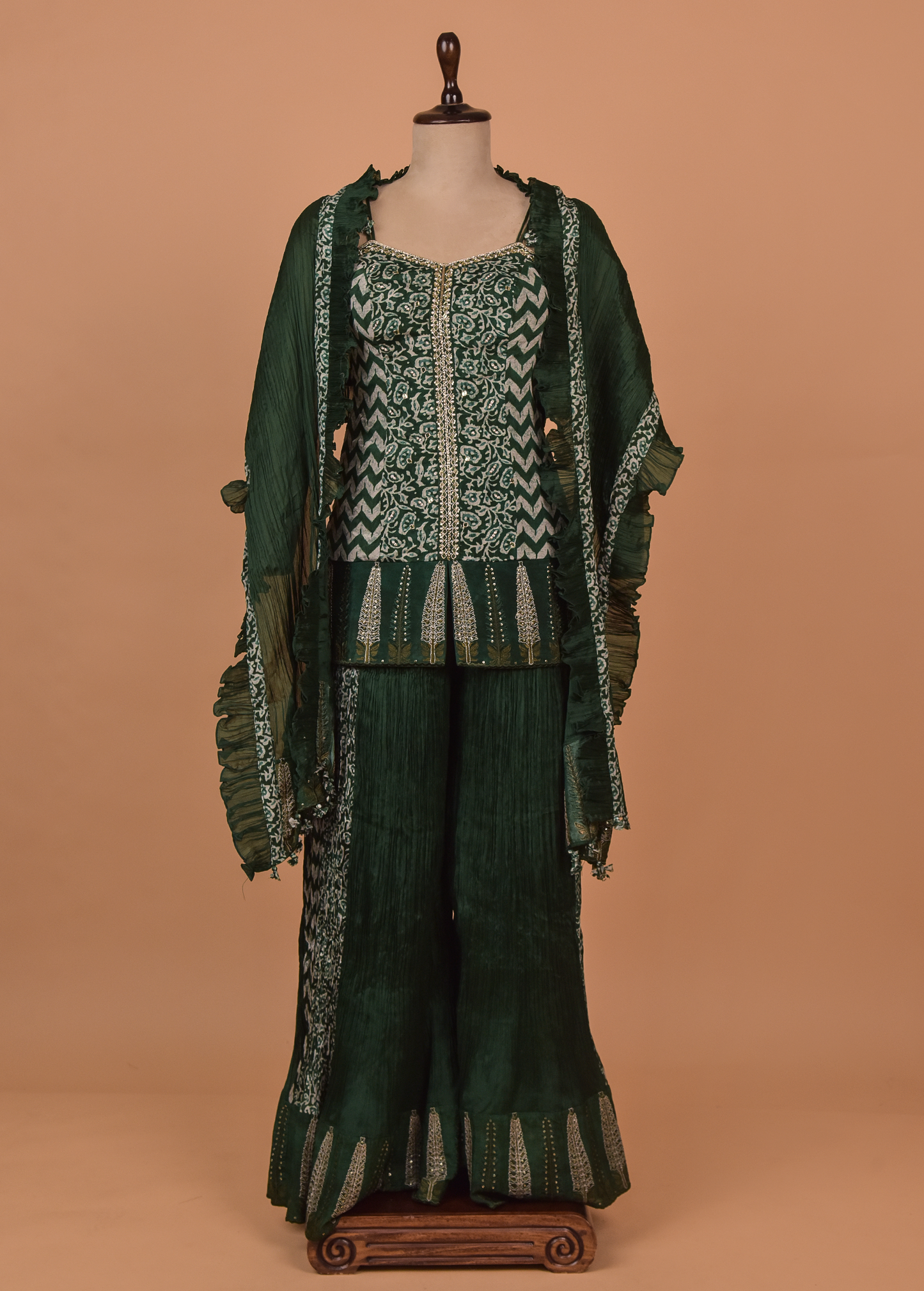 Green Georgette Sharara Set