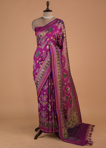 Purple Art Silk Patola Saree