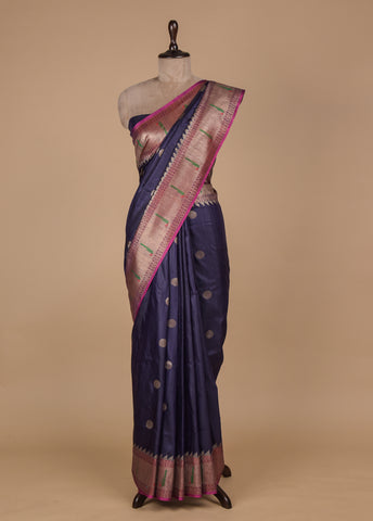 Purple Dupion Silk Banarasi Saree