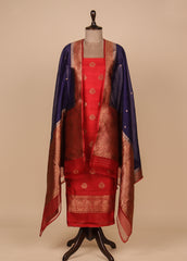 Red Tussar Dress Material