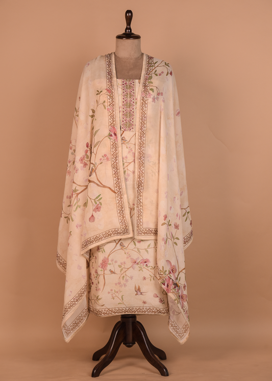 Cream Cotton Silk Dress Material