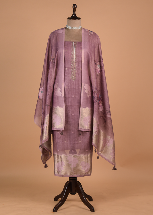 Pink Chanderi Cotton Dress Material