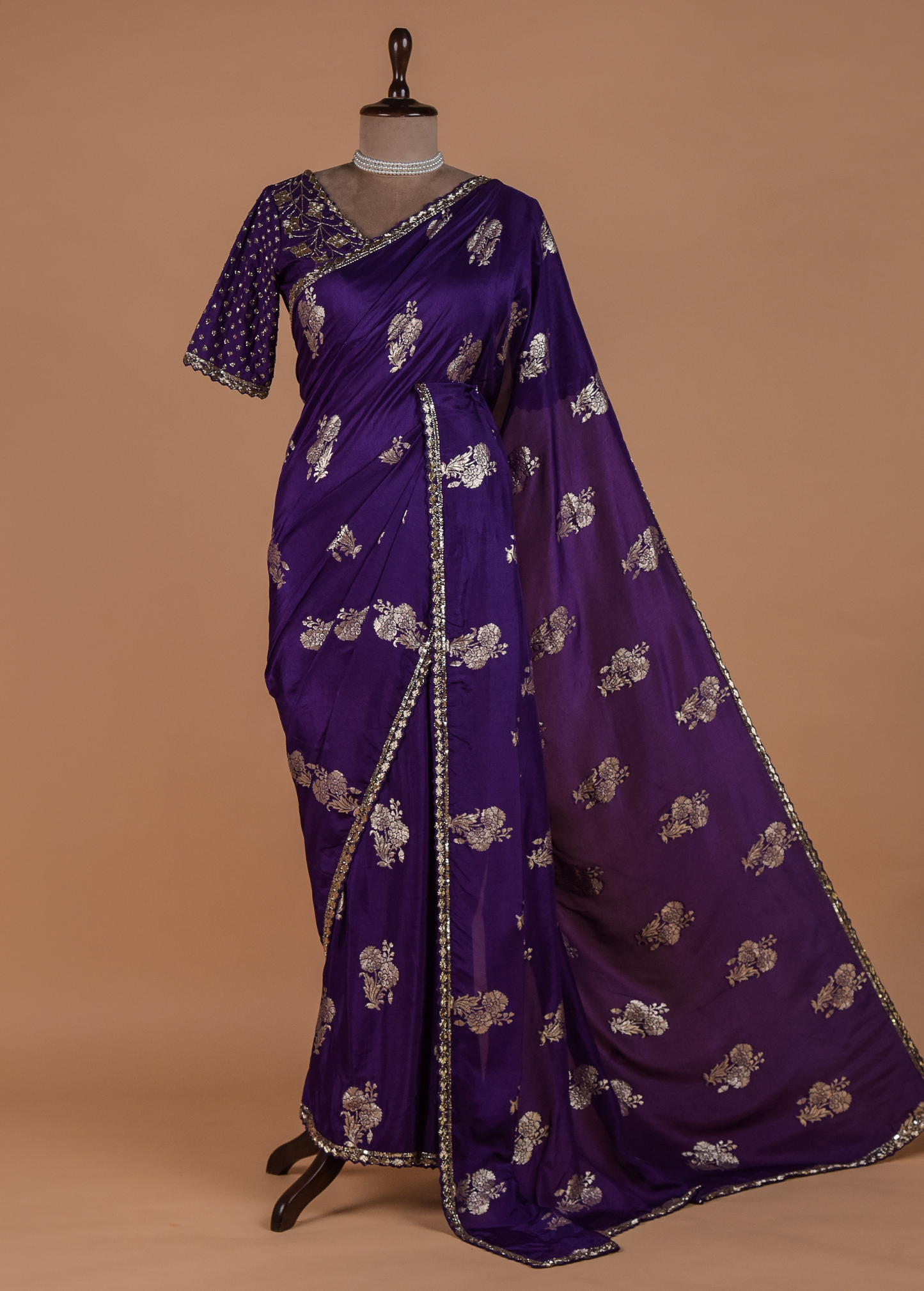 Purple Crepe Silk Banarasi Saree