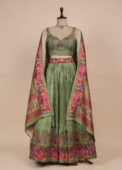 Green Soft Silk Lehenga