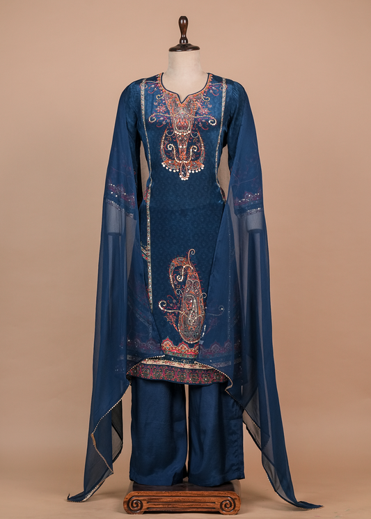 Blue Crepe Straight Set