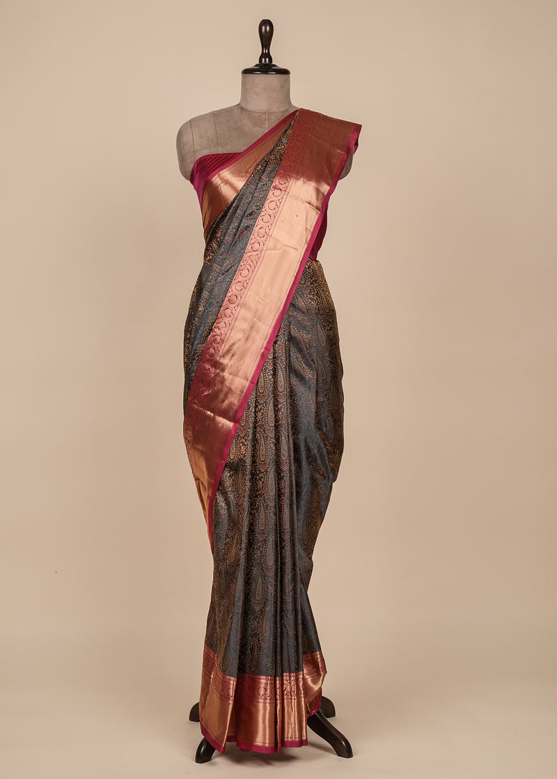 Grey Silk Kanjeevaram Saree