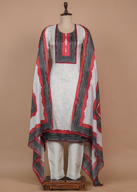 Multicoloured Cotton Silk Straight Set