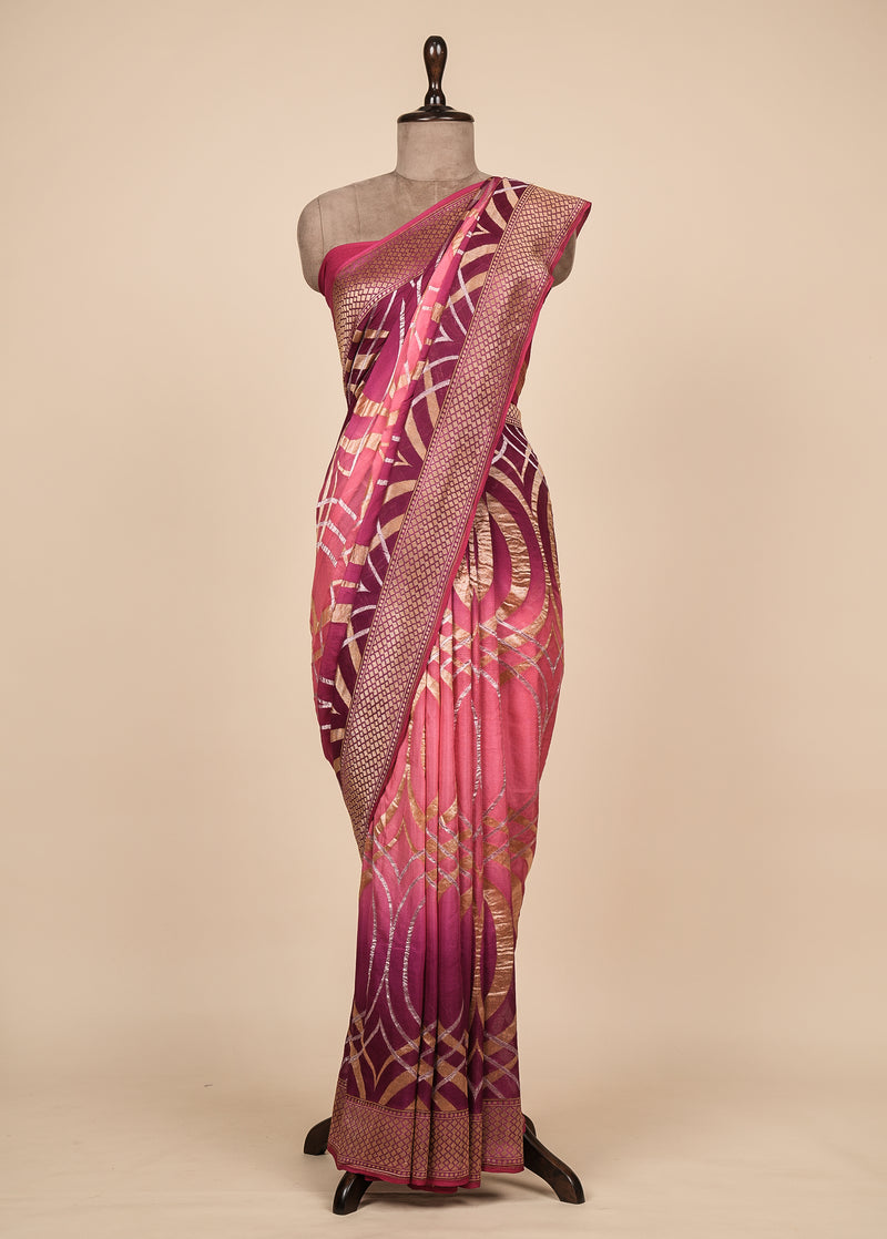 Pink Georgette Banarasi Saree