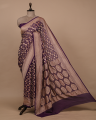 Purple Georgette Bandhani Saree