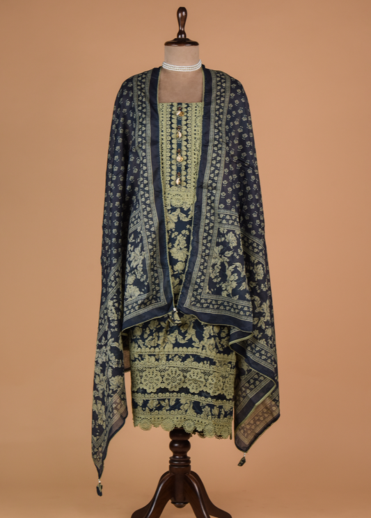 Blue Cotton Dress Material