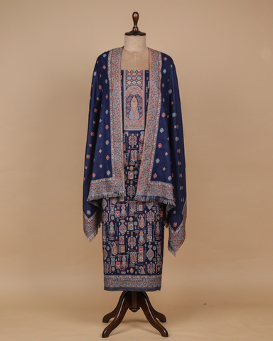 Blue Pashmina Dress Material