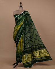 Green Gajji Silk Bandhani Saree