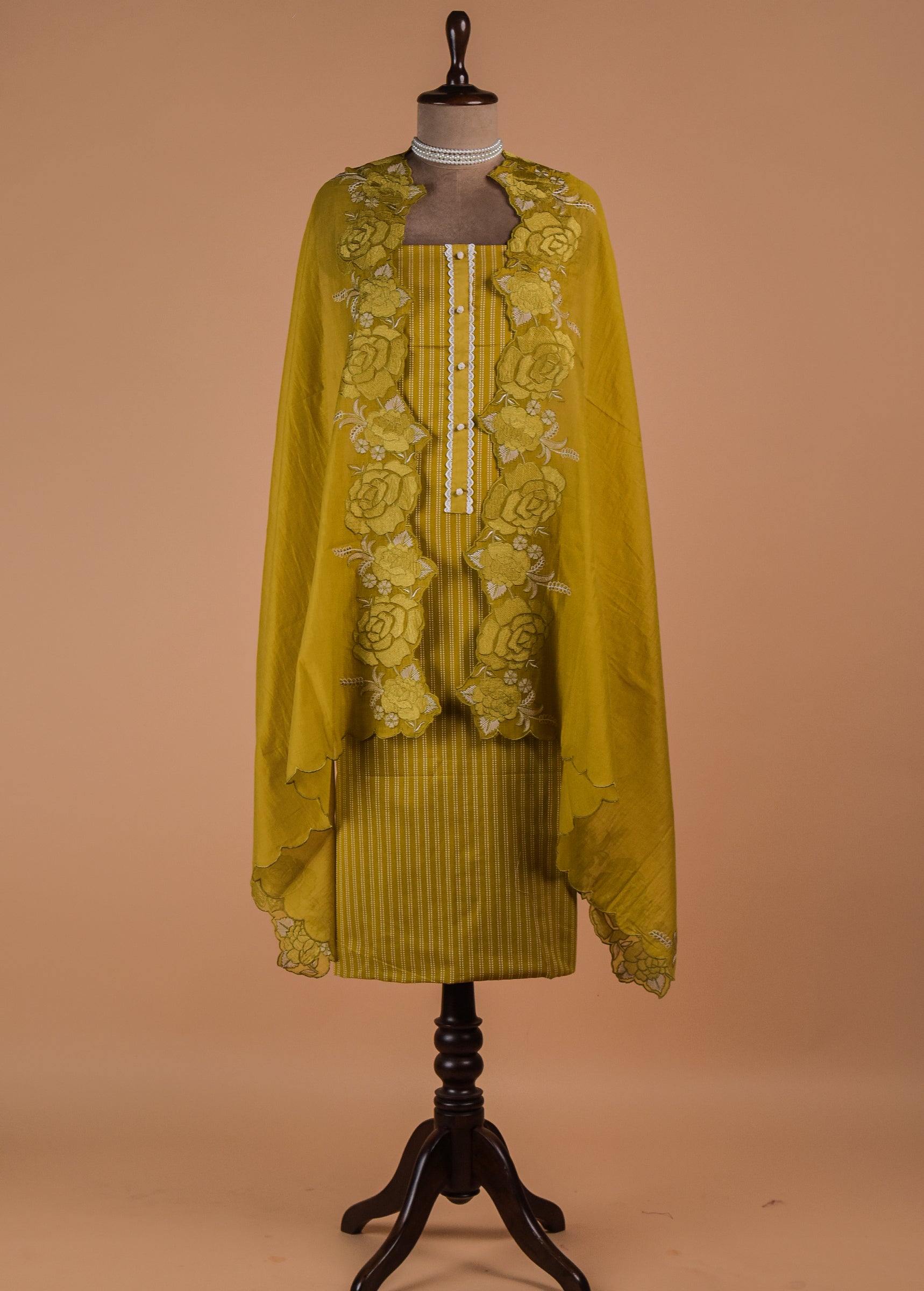 Mustard Handloom Cotton Dress Material