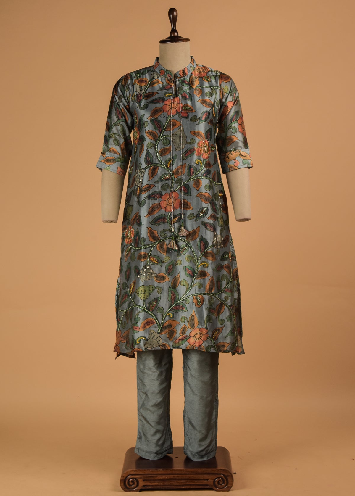 Blue Tussar Cotton Coord Set