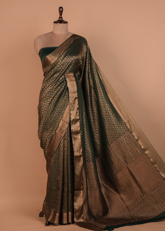 Green Crepe Silk Banarasi Saree