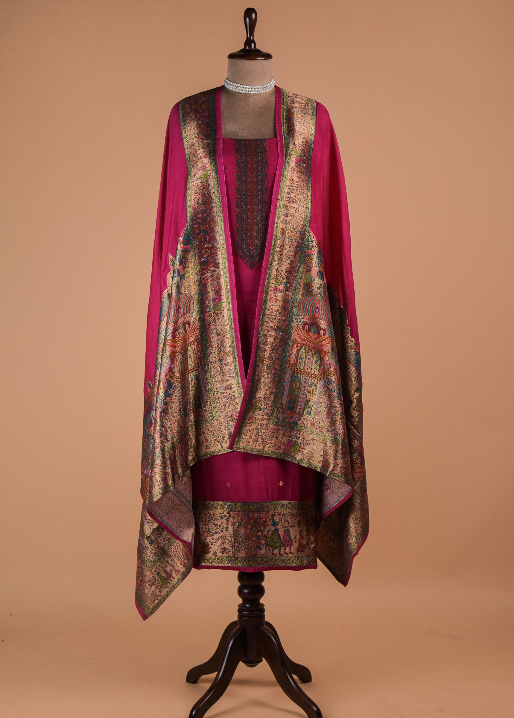 Magenta Dola Silk Dress Material