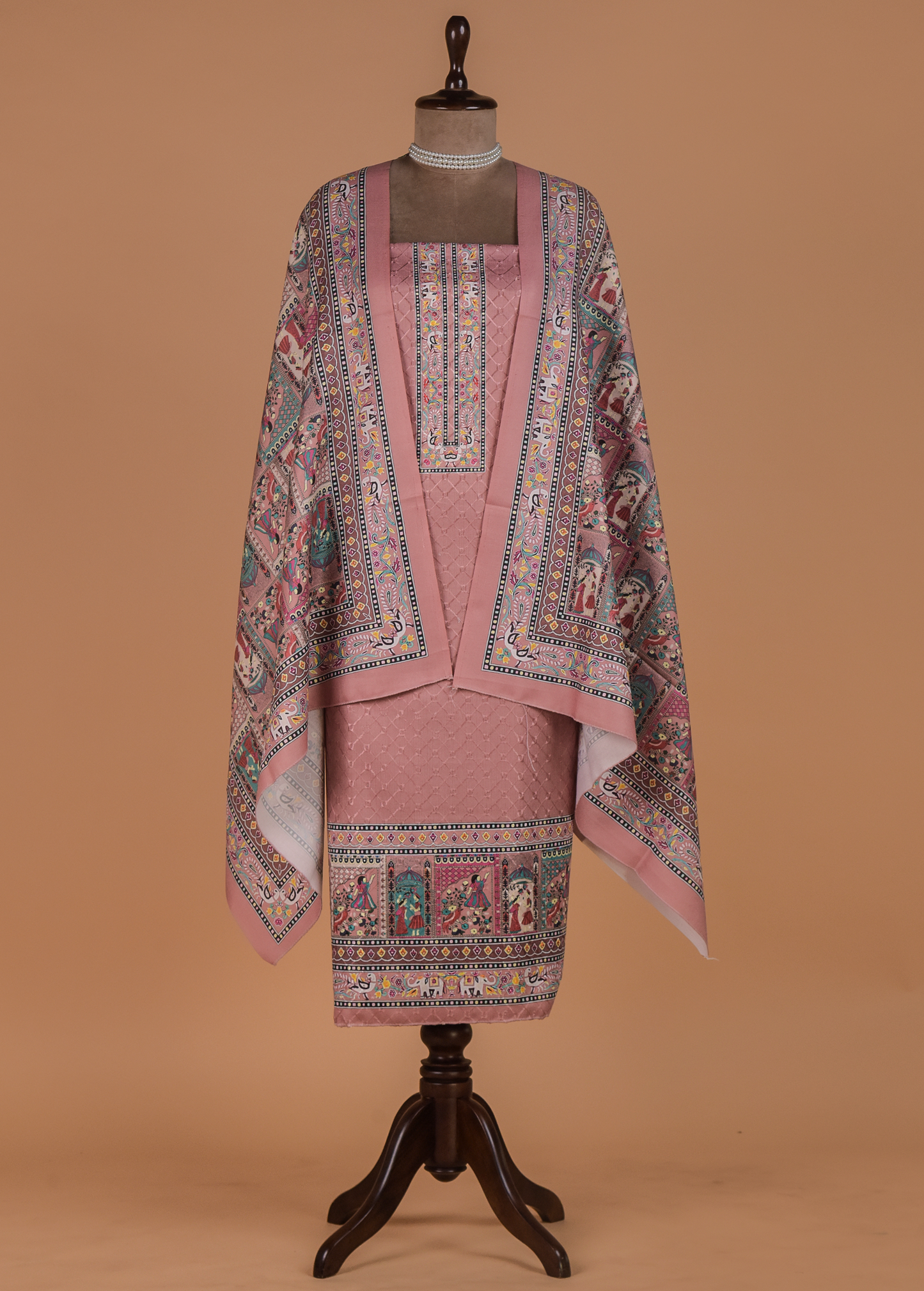 Pink Pashmina Dress Material