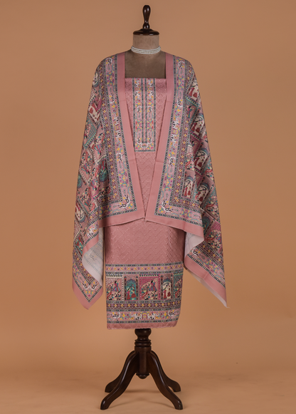 Pink Pashmina Dress Material