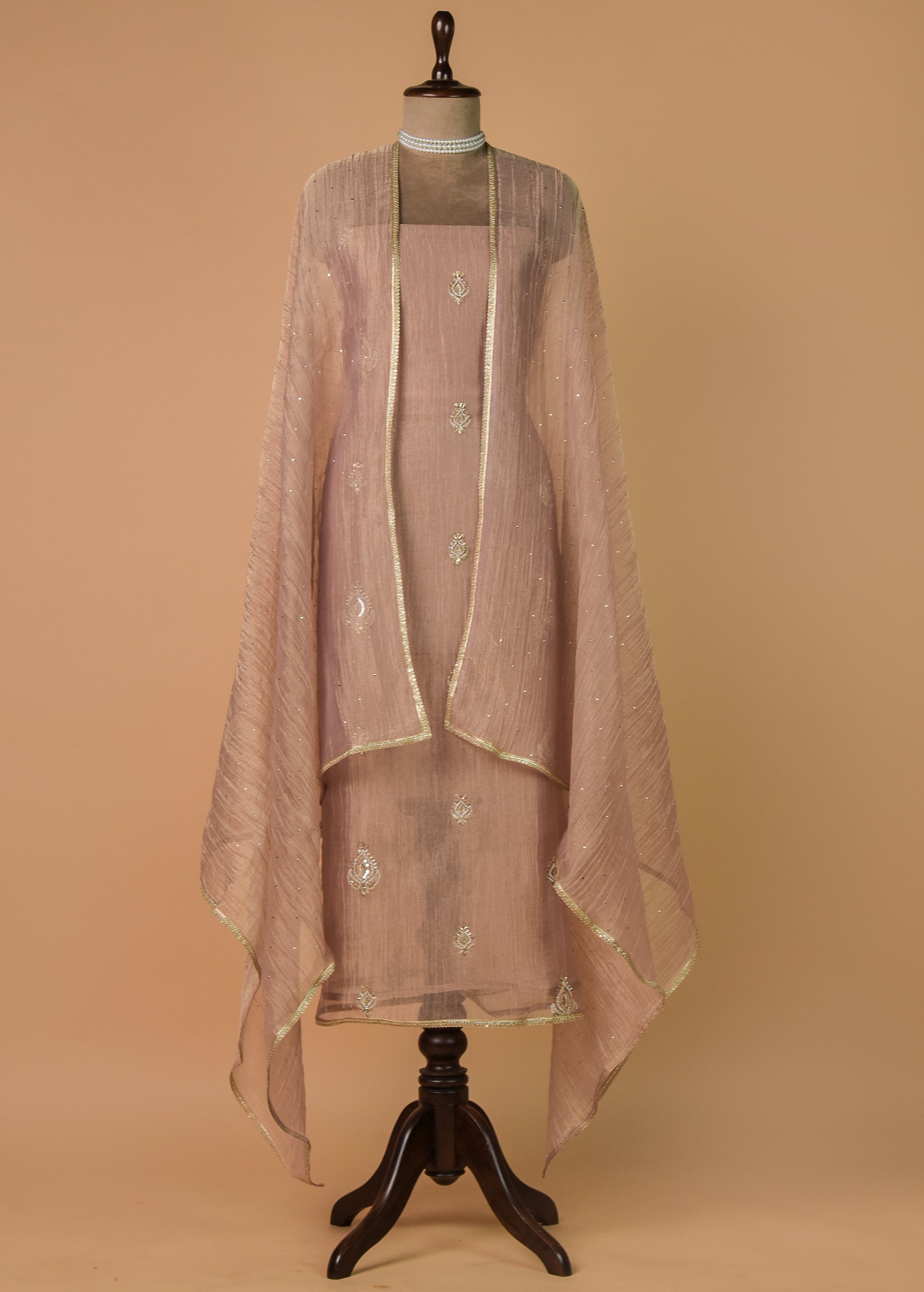 Pink Shimmer Georgette Dress Material