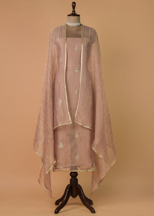 Pink Shimmer Georgette Dress Material