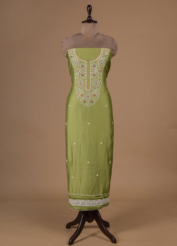 Green Cotton Dress Material