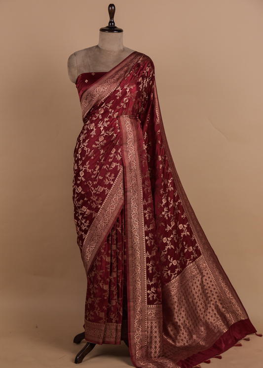 Red Art Crepe Banarasi Saree