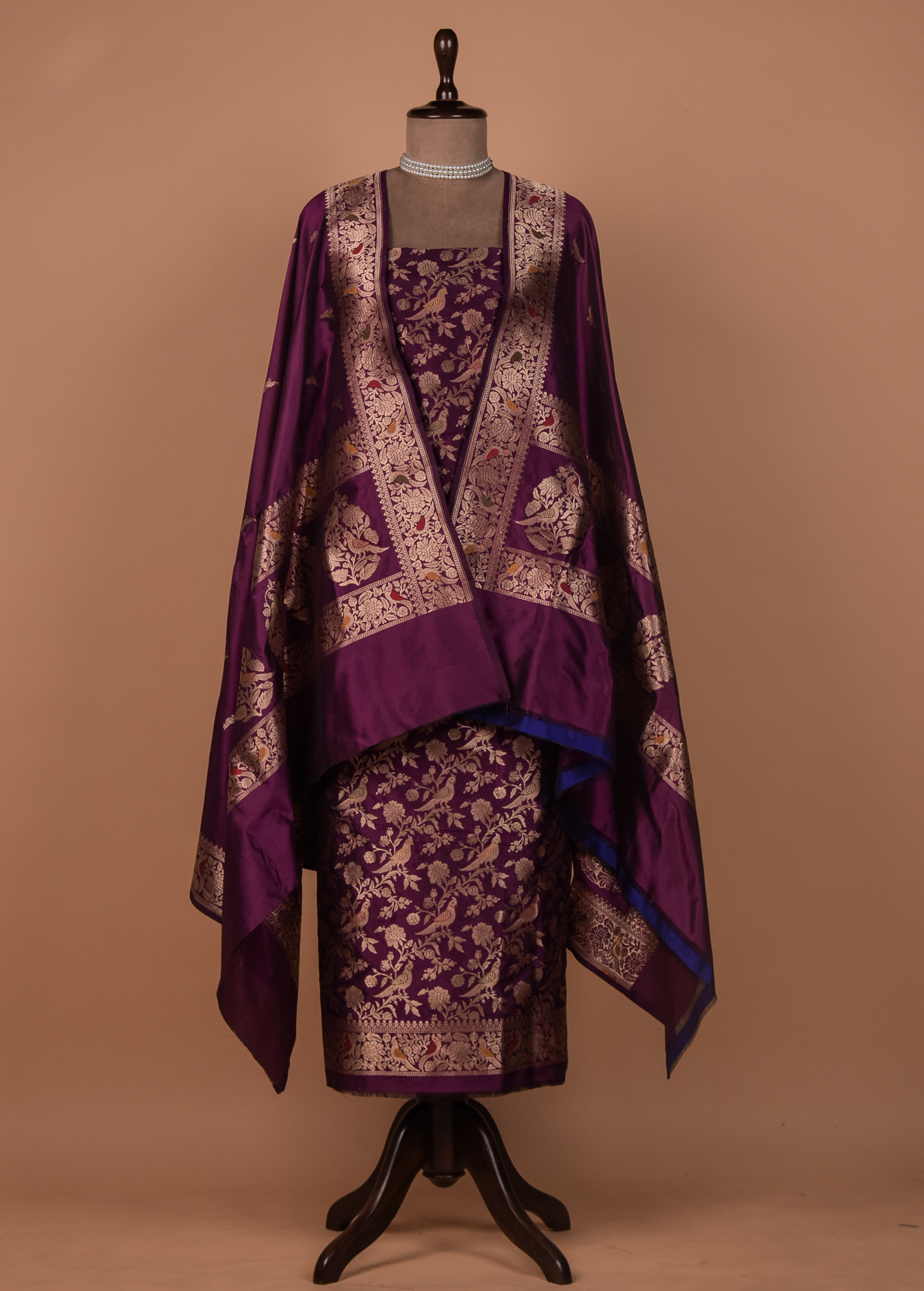 Purple Silk Dress Material